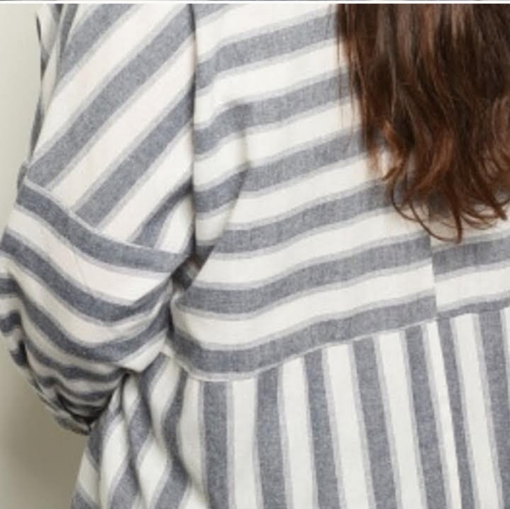 Cute Plus Size Navy and White Striped Top - Picture 2 of 5
